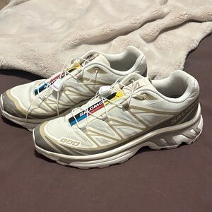 Salomon Cream and Gray Athletic Shoes